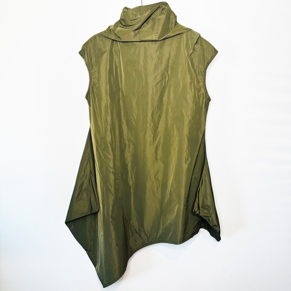 Bryn Walker Olive Green Noa Tunic Sleeveless Cowl Neck Asymmetrical Hem Size L - Picture 9 of 10